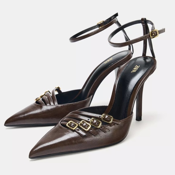 Zara Shoes - Zara Dark Brown Buckle Heels